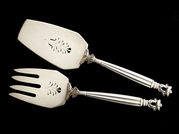 KÖNIG / ACORN (Georg Jensen): Fisch-Vorlegebesteck, 2-teilig, groß