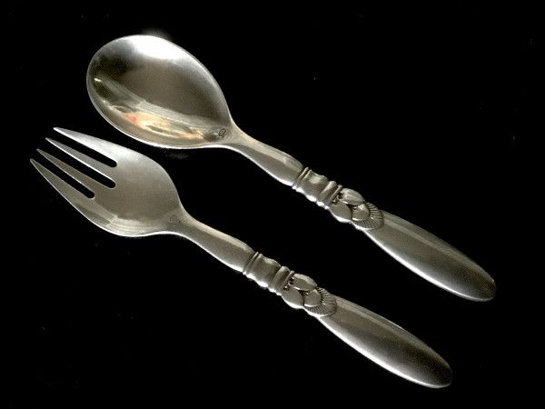 KAKTUS (Georg Jensen): Salatbesteck, 2-teilig Vollsilber