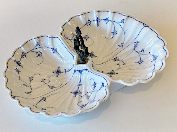 Musselmalet / Blue Fluted: Kabarett, 2-passig mit Metallgriff - antikes Einzelstück